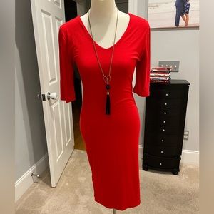 Red midi dress